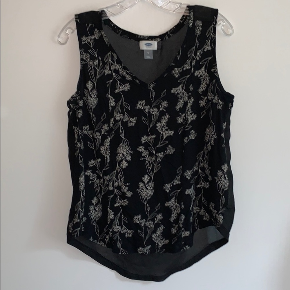 Black Tank Top with Wildflower Design